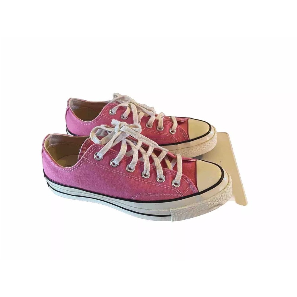 Converse Pink Canvas Sneakers with White Laces and Rubber Toe Cap